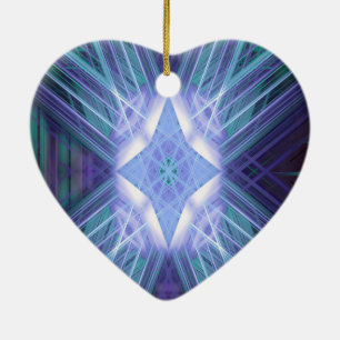Blau leuchtendes Sternmuster Keramikornament