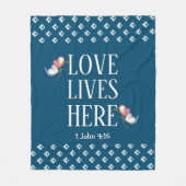 Blau | LIEBE LEBT HIER | Stilvoll anpassbar Fleecedecke (Vorderseite)