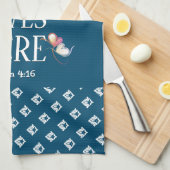 Blau | LIEBE LEBT HIER | Stilvoll anpassbar Geschirrtuch (Viertel Falte)