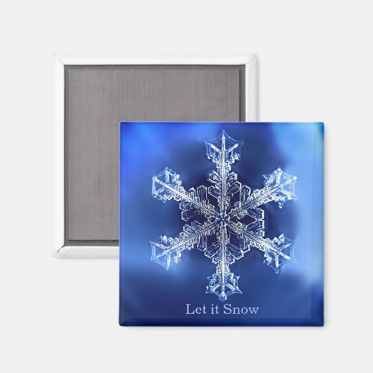 Blau Ließ es Snowflake 2 Zoll Square Magnet (Vorderseite/Rückseite)