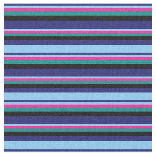 Blau, Light Sky Blue, Deep Pink, Dark Cyan & Black Stoff (Nahaufnahme)