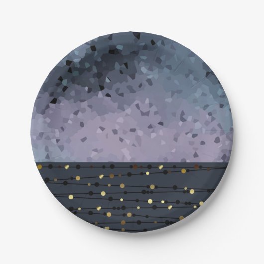 Blau-lila, Abstraktion Pappteller (Vorderseite)