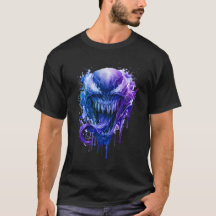 Blau Lila Alien-Monster-Splatter-T-Shirt