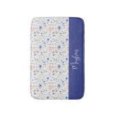 Blau Lila Aquarell Wildblumen Name Monogramm Badematte (Vorderseite Vertikal)
