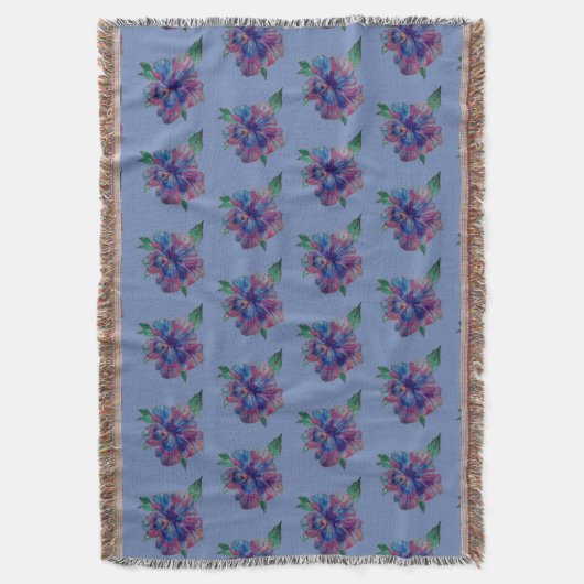 Blau, Lila Blume, Summer MoodArt Throw Blanket Decke (Vorderseite Vertikal)