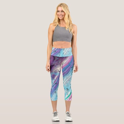 blau Lila Capri Leggings (Vorderseite)