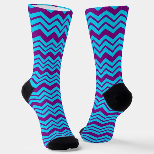 Blau Lila Chevron-Zickzack-Design  Socken (Gewinkelt)