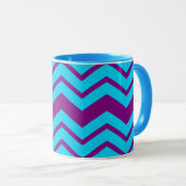 Blau Lila Chevron-Zickzack-Design Tasse (VorderseiteRechts)