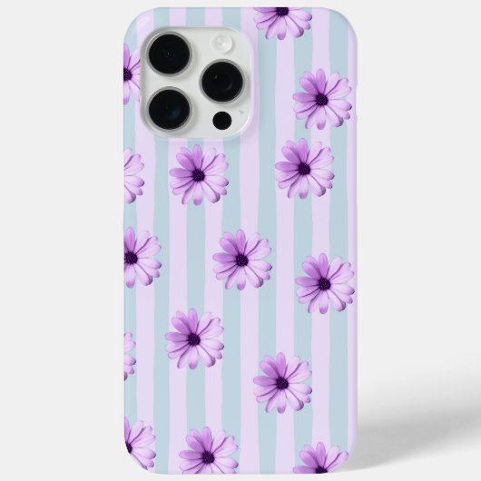 blau-lila gestreiftes Gänseblümchen-Muster Case-Mate iPhone Hülle (Rückseite)