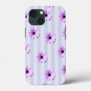 blau-lila gestreiftes Gänseblümchen-Muster Case-Mate iPhone Hülle