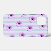 blau-lila gestreiftes Gänseblümchen-Muster Case-Mate iPhone Hülle (Rückseite (Horizontal))