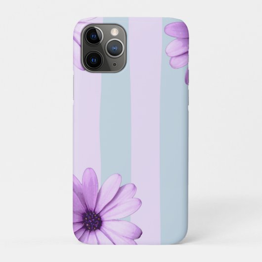 blau-lila gestreiftes Gänseblümchen-Muster Case-Mate iPhone Hülle (Rückseite)