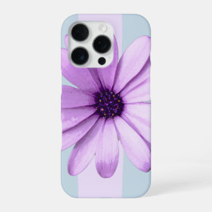 blau-lila gestreiftes Gänseblümchen-Muster iPhone 16 Pro Hülle