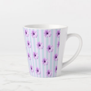 blau-lila gestreiftes Gänseblümchen-Muster Milchtasse