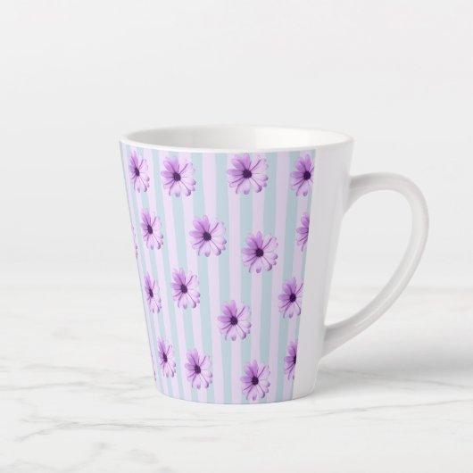 blau-lila gestreiftes Gänseblümchen-Muster Milchtasse (Rechts)