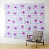 blau-lila gestreiftes Gänseblümchen-Muster Wandteppich (Beispiel (Horizontal))