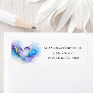 Blau Lila Gold Abstraktes Herz Absenderadresse