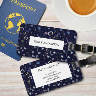 Blau Lila Hübsche Wildblumen Blumenmuster Gepäckanhänger