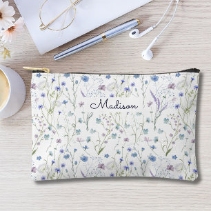 Blau Lila Hübsche Wildblumen Blumenmuster Zubehörtasche