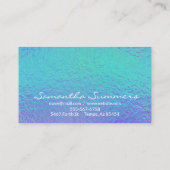 Blau Lila Iridescent Holographic Modern Visitenkarte (Rückseite)