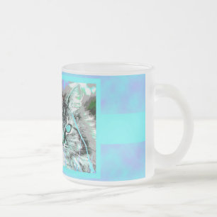 Blau-Lila Katzen-Tasse Mattglastasse