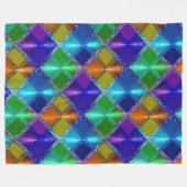 Blau Lila Orange Green Glitzer Kariertes Design Fleecedecke (Vorderseite (Horizontal))
