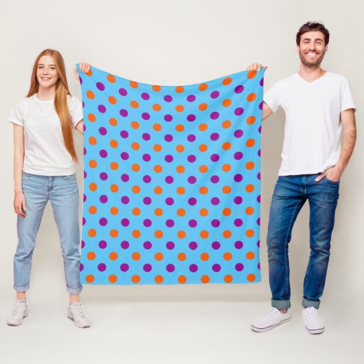 Blau Lila Orange Punkte-Muster Fleecedecke (Beispiel)