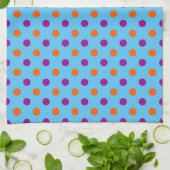 Blau Lila Orange Punkte-Muster Geschirrtuch (Gefaltet)