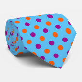 Blau Lila Orange Punkte-Muster Krawatte (Gerollt)