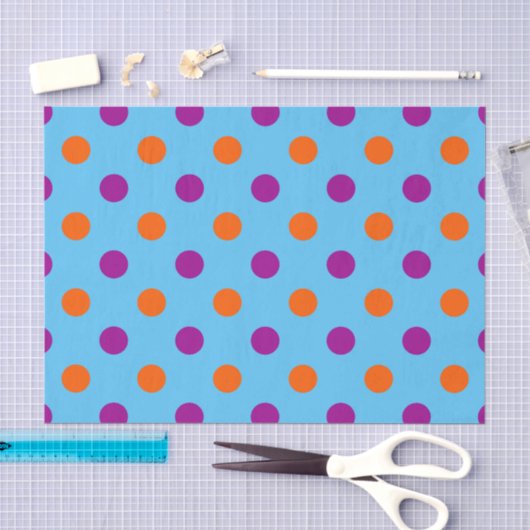 Blau Lila Orange Punkte-Muster Seidenpapier (Handwerk)