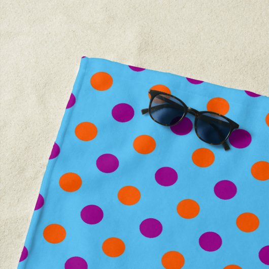Blau Lila Orange Punkte-Muster Strandtuch (Beispiel)