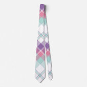Blau, Lila, Rosa und Weiß Kariert Krawatte (Vorderseite)