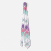 Blau, Lila, Rosa und Weiß Kariert Krawatte (Rückseite)