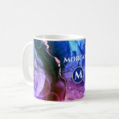 Blau Lila Rot-Violet-Flüssigkeits-Tinte, Monogramm Kaffeetasse (Vorderseite Links)