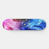 Blau Lila Rot-Violet-Flüssigkeits-Tinte, Monogramm Skateboard (Horizontal)