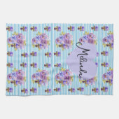 Blau lila Stiefmütterchen Frauenvorname Geschirrtuch (Horizontal)