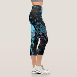 Blau Lila und Grau Capri Leggings
