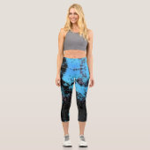 Blau Lila und Grau Capri Leggings (Vorderseite)