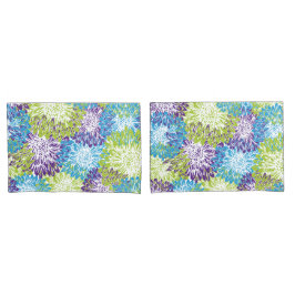 Blau, Lila und Linse Green Mums Kissenbezug