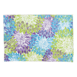 Blau, Lila und Linse Green Mums Kissenbezug