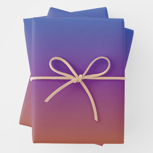 Blau, Lila und Orangen Gradient Geschenkpapier Set (Beispiel)