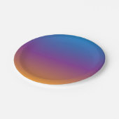 Blau, Lila und Orangen Gradient Pappteller (Schrägansicht)