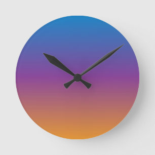 Blau, Lila und Orangen Gradient Runde Wanduhr