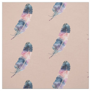 Blau, Lila und rosa Boho Feather mit Beige Stoff