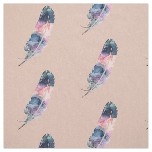 Blau, Lila und rosa Boho Feather mit Beige Stoff (Muster)