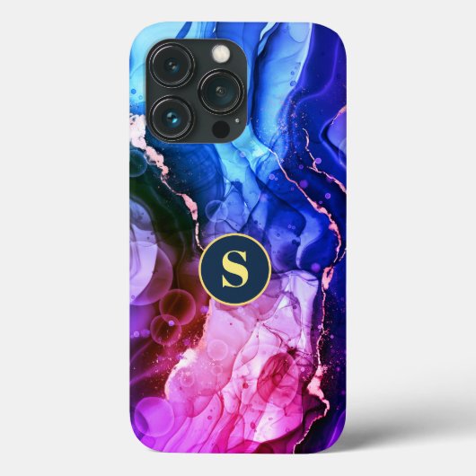 Blau, Lila und rot-violett Flüssigkeits-Tinte, Mon Case-Mate iPhone Hülle (Rückseite)