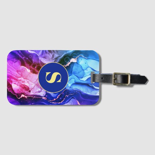 Blau, Lila und rot-violett Flüssigkeits-Tinte, Mon Gepäckanhänger (Vorderseite (Horizontal))