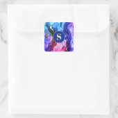 Blau, Lila und rot-violett Flüssigkeits-Tinte, Mon Quadratischer Aufkleber (Tasche)