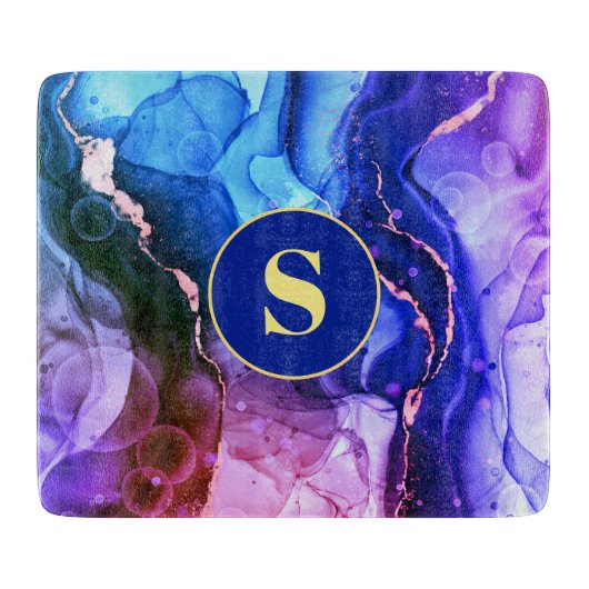 Blau, Lila und rot-violett Flüssigkeits-Tinte, Mon Schneidebrett (Vorderseite)