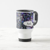 Blau, Lila und schwarz Absract mit Pinselstrichen  Reisebecher (VorderseiteRechts)